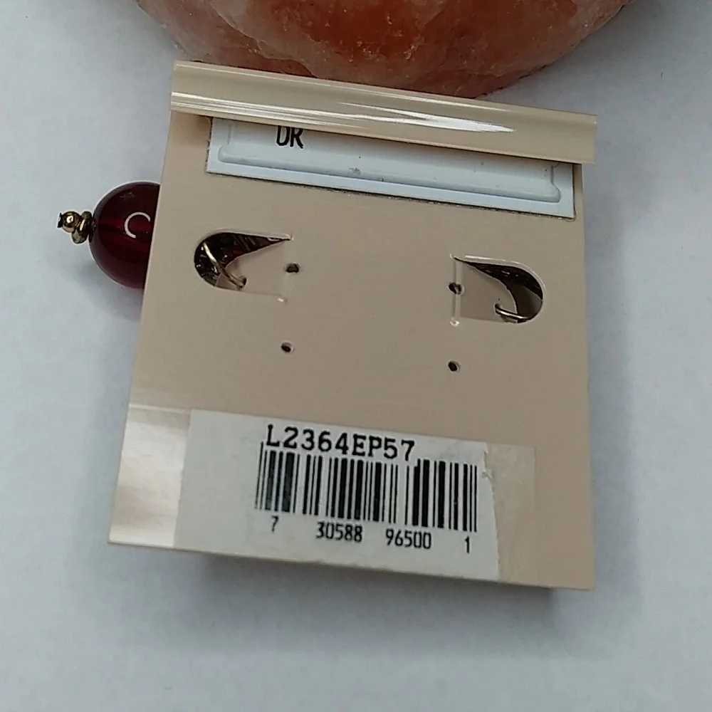 Lauren Ralph Lauren Vintage Gold Tone/Red Leverback Ball Earrings_6